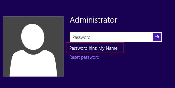 reset windows 10 password with hint