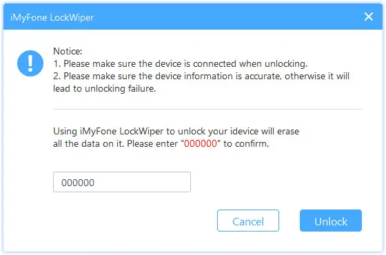 confirm to unlock the locked iphone