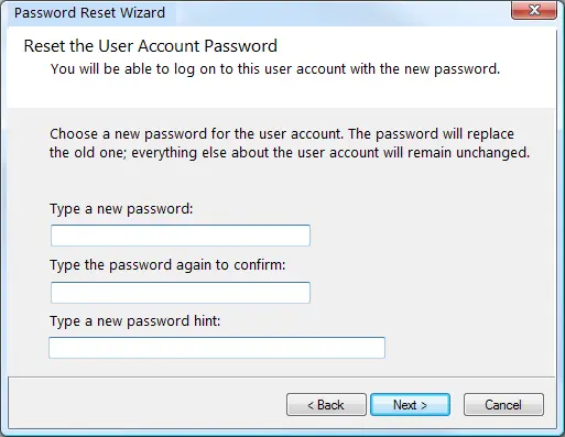 enter new password in windows 7 laptop