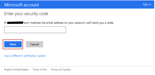 enter security code of windows 8 microsoft account