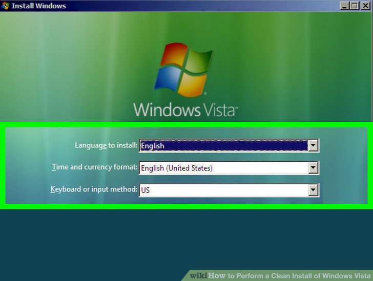 install windows vista choose language