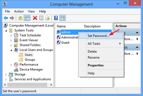 reset windows 8 password via computer management