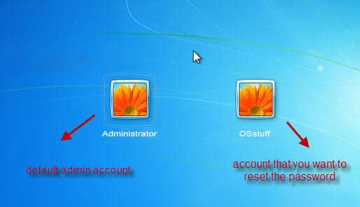 select default administrator account in windows 7