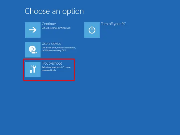 select troubleshoot in windows 10 laptop