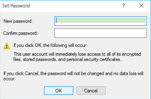 set new password in windows 8