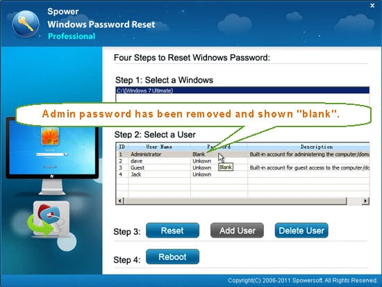 spower password shown blank