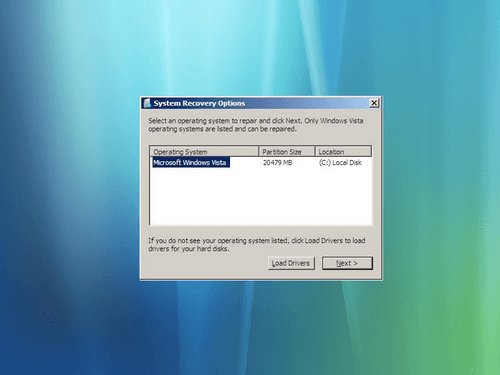 system recovery options in windows vista