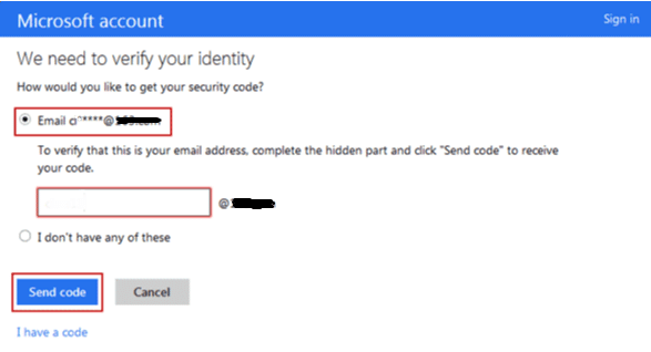 verify your identify of windows 8 microsoft account