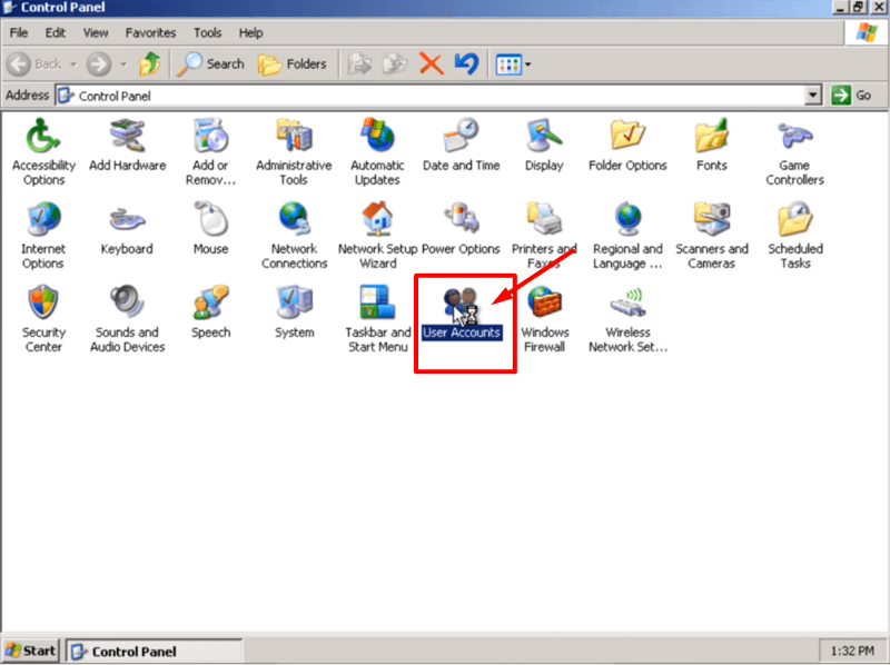 find user accounts in safe mode of windows xp