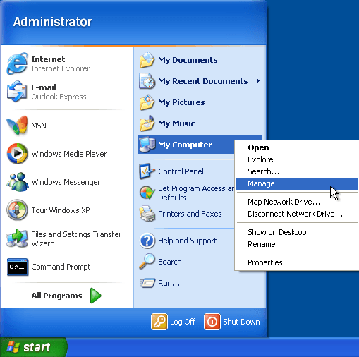 reset windows xp password with another administrator account