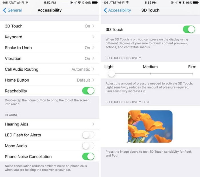 adjust 3d touch setting on iphone