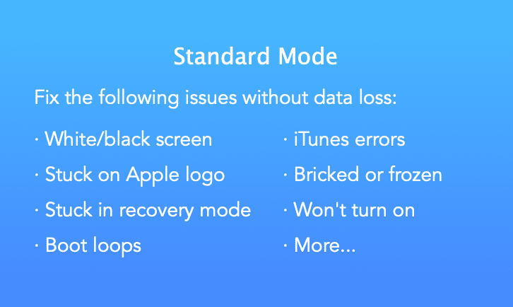 imyfone fixppo about standard mode
