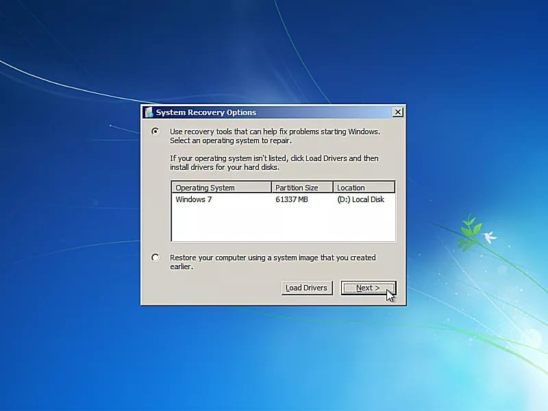 system recovery option windows locations for windows 7