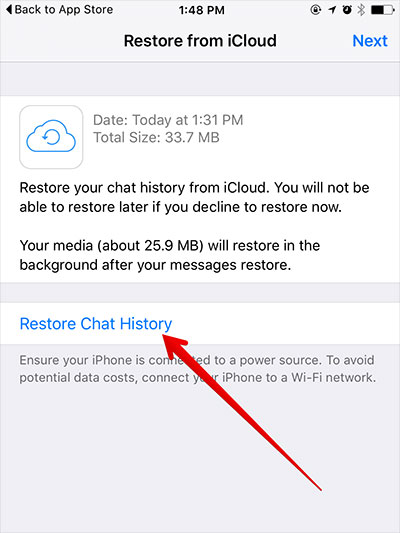 restore chat history in whatsapp