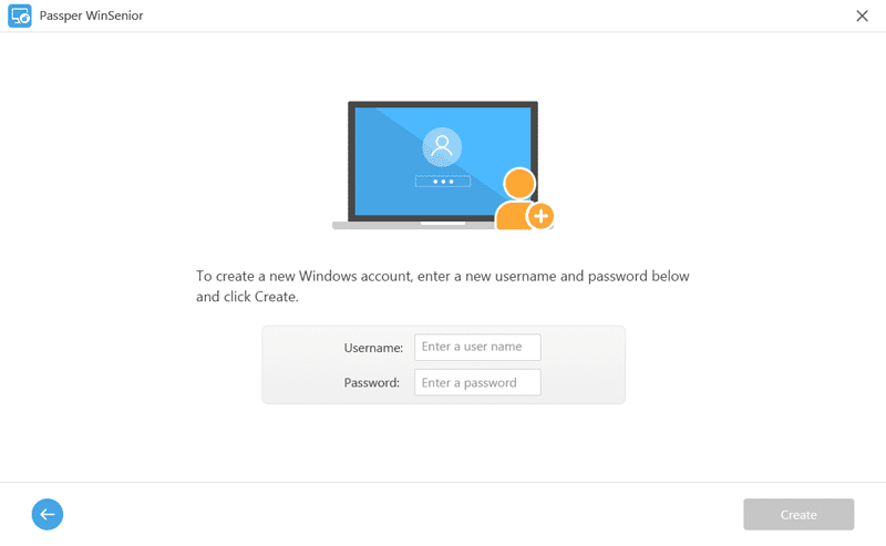 passper winsenior create a windows admin account