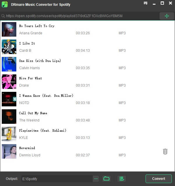 DRmare Spotify Music Converter – List Added Items from Spotify