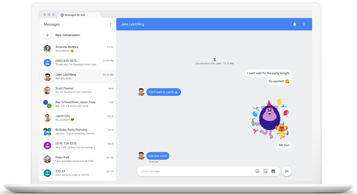 View of all your Android messages on computer