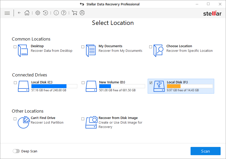 select data loss location in stellar