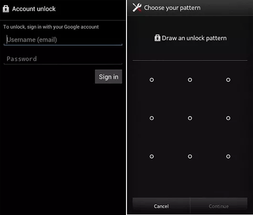 set a new screen lock on your Android phone with Google account password