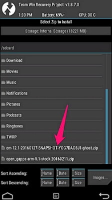 flashing rom in android phone zip file