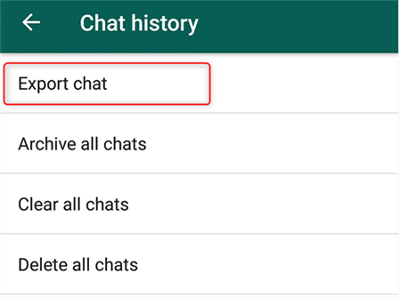 Export whatsapp chat history via E-mail