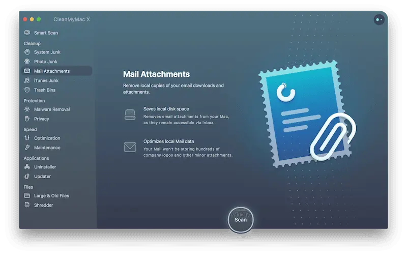 CleanMyMac Mail Attachments Cleanup
