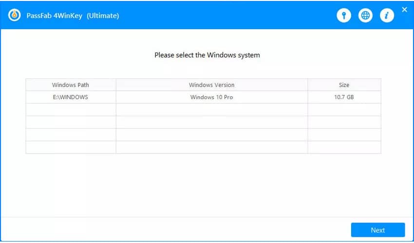 PassFab 4WinKey Choose Windows System