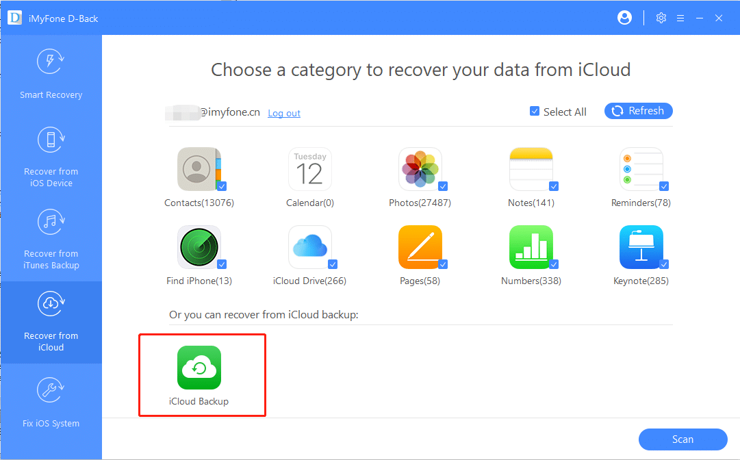 iMyFone D-Back - Recover from iCloud Backup