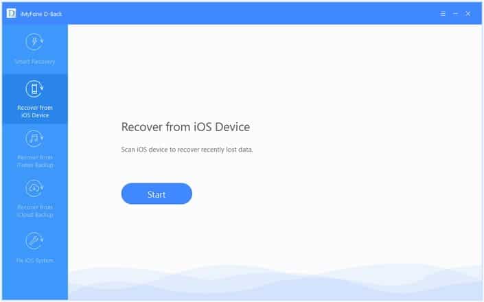 iMyFone D-Back – Récupération depuis iOS