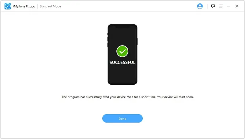 iMyFone Fixppo - Successfully fixed iOS