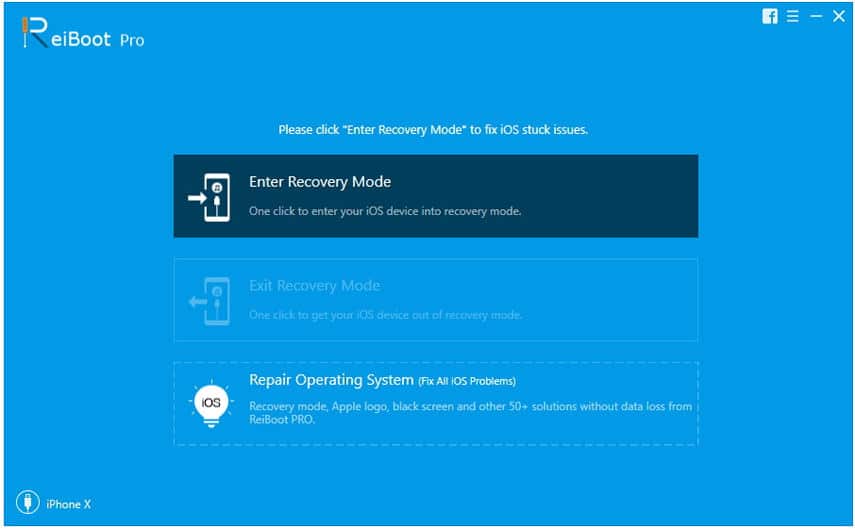 Tenorshare ReiBoot - Press Enter Recovery Mode to start the process