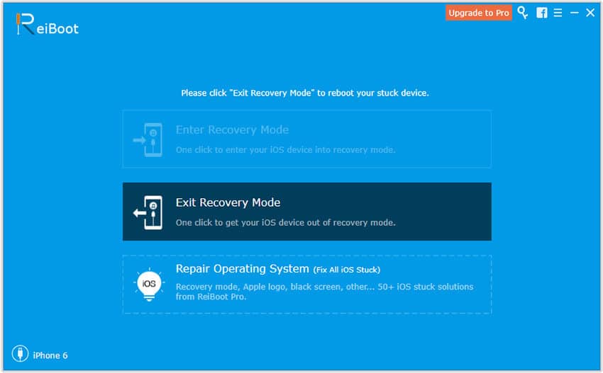 Click on Exit Recovery Mode option in ReiBoot