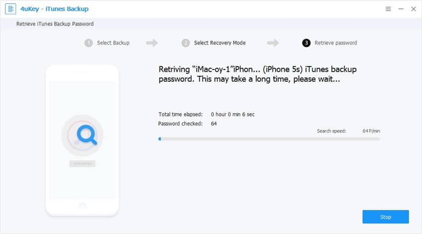 Tenorshare 4uKey – iTunes Backup – Retrieving iTunes Backup Password