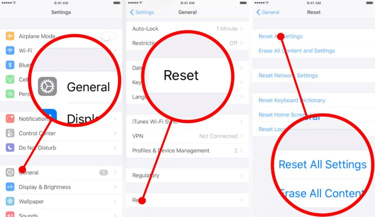 reset all settings on iphone to fix camera black screen