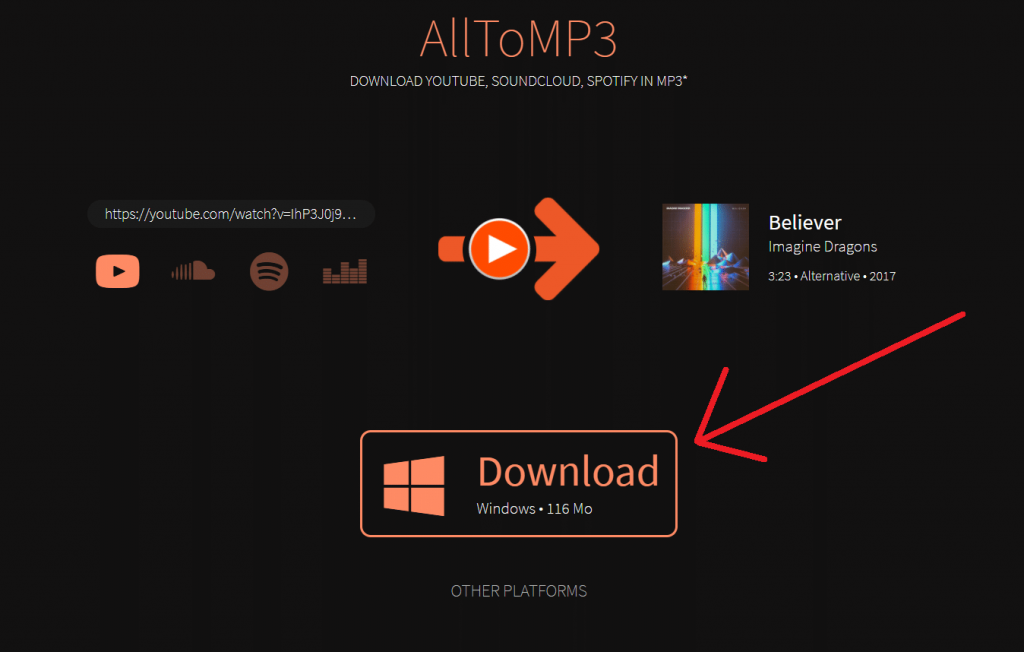 download the alltomp3 setup file from the homepage