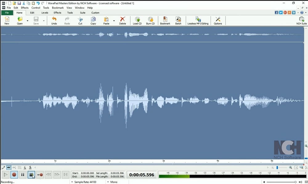 WavePad Sound Editor – stop recording