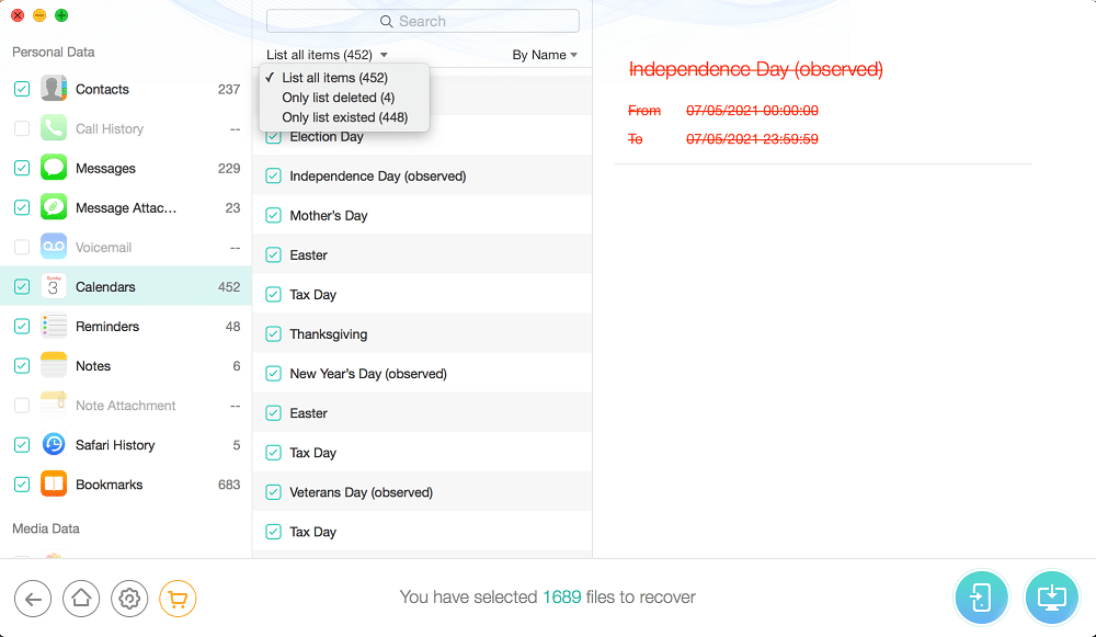 iMobie PhoneRescue – browse backup that includes all items