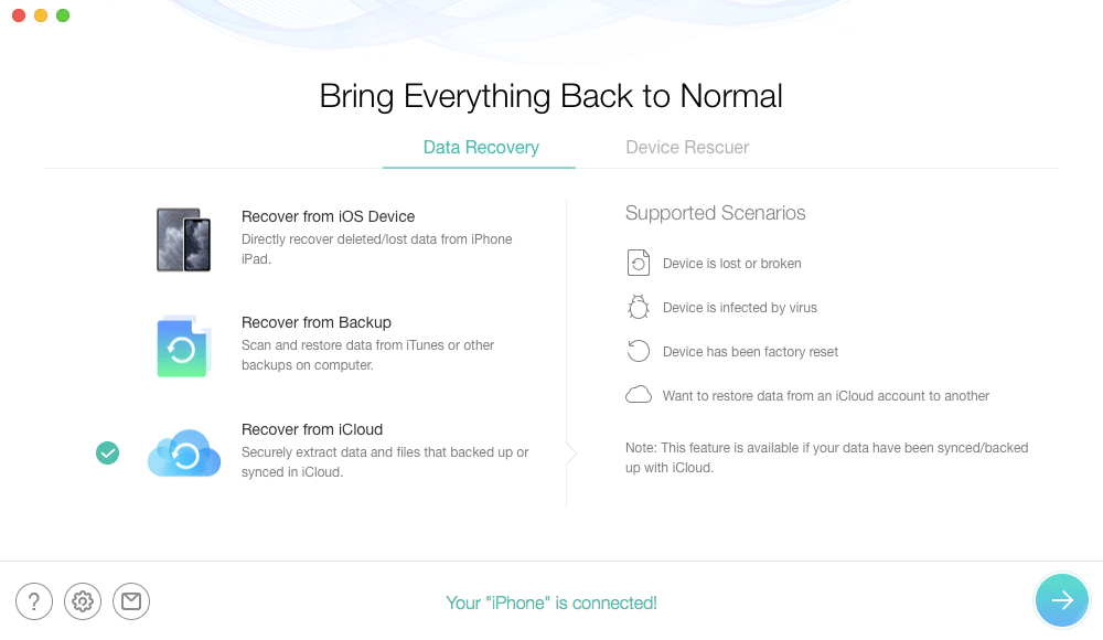 iMobie PhoneRescue – recovering data from iCloud
