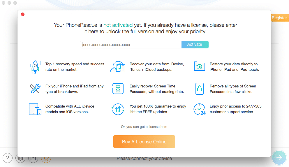 iMobie PhoneRescue – registering the product