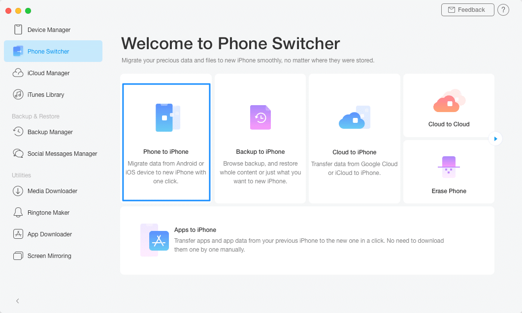 iMobie AnyTrans – phone switcher – phone to phone transfer
