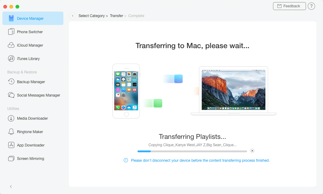 iMobie AnyTrans – transferring files to Mac