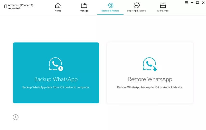 Tenorshare iCareFone – backup WhatsApp conversations