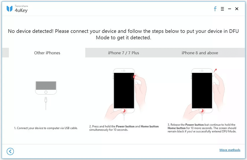 Follow instructions to put the iPhone 7 into DFU Mode