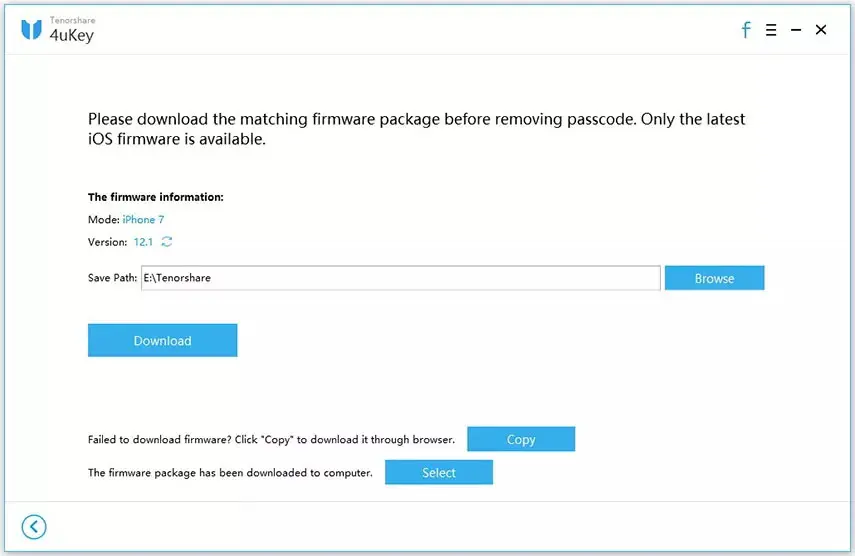 Tenorshare 4uKey – download firmware package