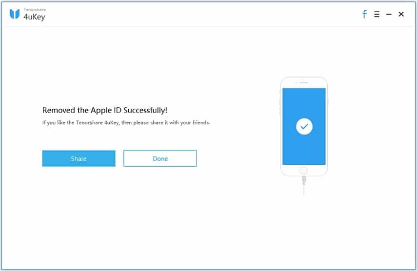 Tenorshare 4uKey – Removed the Apple ID Successfully