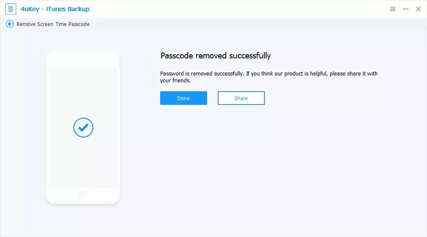 Tenorshare 4uKey – iTunes Backup – Passcode Removed Successfully