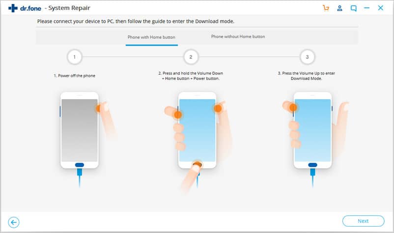 dr.fone – System Repair Android – enter download mode