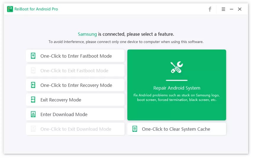 Tenorshare ReiBoot for Android – connected device
