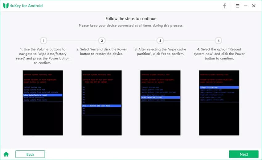 Tenorshare 4uKey for Android – données d'effacement / instructions de réinitialisation aux réglages d'usine