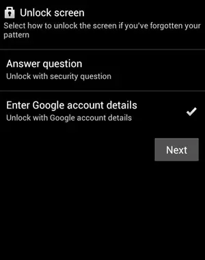 choose to enter google account details in android tablet